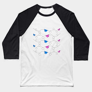 Pink and Blue Paper Planes Baseball T-Shirt